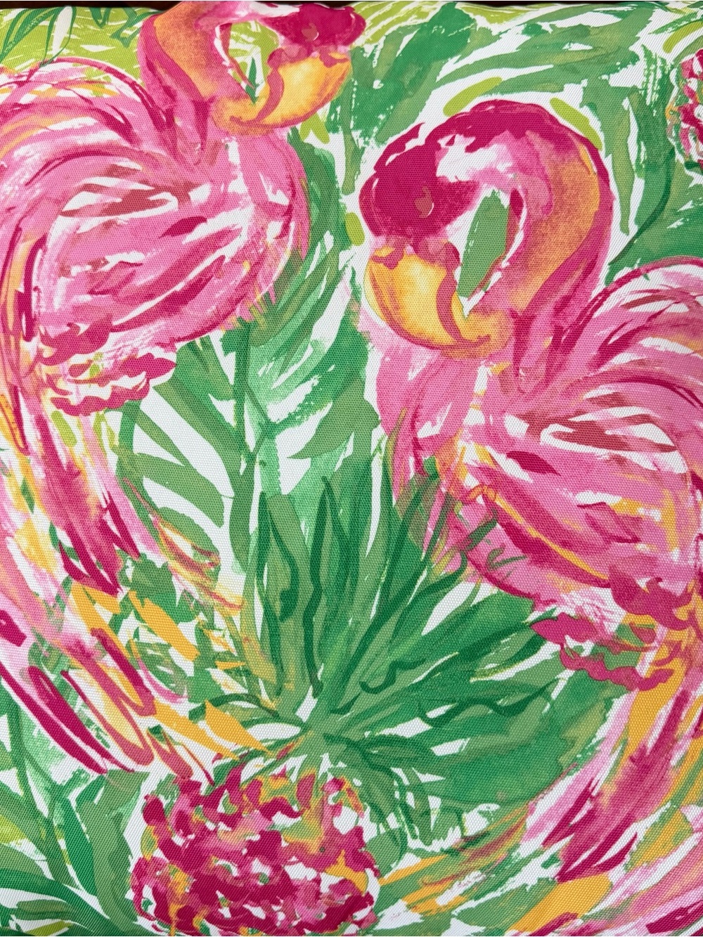 Lilly Pulitzer Flamingo Tassel Throw Pillow 24x24 Tropical Pink Green Decor - Picture 5 of 11